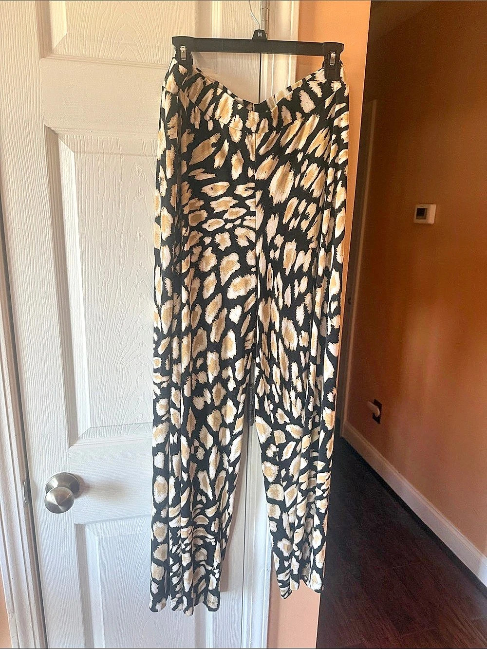 Printed Wide Leg Pants Animal Print Black & Tan XL NWT elastic waist for women’s